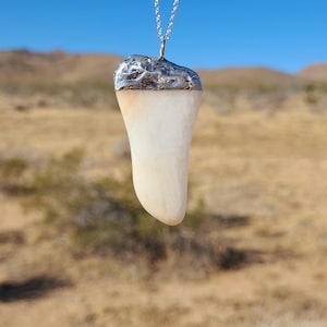 Large Mojave Desert Snow Quartz Pendant Necklace, Self Collected, Tumbled and Polished, Silver Soldered, Joshua Tree Desert Quartz