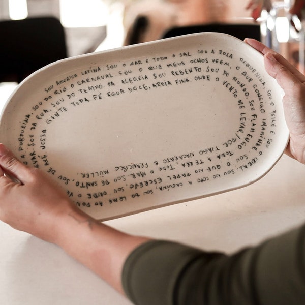 Lyric or Recipe Platter | Music Inspiration Plate - Handmade Ceramic Platter