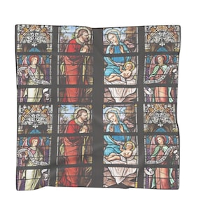 Christian Scarf Stained Glass Print Scarf Christmas Scarf Womens Scarves Jesus Scarf Religious Fashion Accessories Christmas Christian