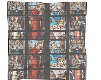 Christian Scarf Stained Glass Print Scarf Christmas Scarf Womens Scarves Jesus Scarf Religious Fashion Accessories Christmas Christian