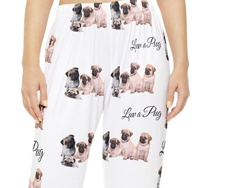 Pug Pajama Pants Womens Dog Pajama Pants Pug Gift for Teen Girl Present for Pug Lover Dog Sitter Pajama Bottoms Dog Lover Pug Lounge Pants