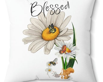 Blessed Pillow, Child's Room, Baby Room, Kid's Room, Christian Pillow, Gift, Baby Shower Gift, Accent Pillow, Saying Pillow, White Yellow