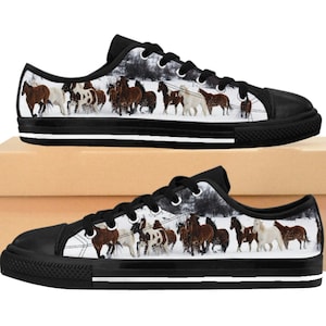 Horse Sneakers Horse Tennis Shoes Mens Horse Shoes Gift for Him Equine Sneakers Wild Horse Tennis Shoes Teen Boy Sneakers