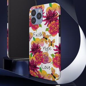 Christian Phone Case iPhone Case Religious Gift Faith Phone Case Bible Phone Cover iPhone Christian Gift Faith Hope Love Gift for Mom Flower