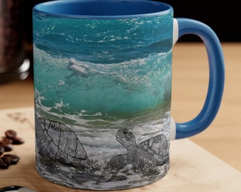 Sea Turtle Coffee Mug, 11oz Ocean Turtle Mug Gift Idea Turtle Lover Beach Mug Sea Turtle Gift for Her Beach Home Mug Gift for Him Kids Mug