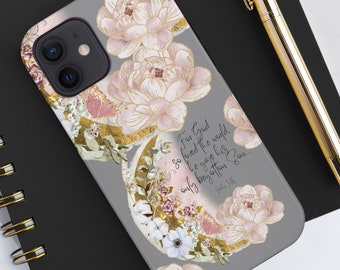 Funda para teléfono con versículo bíblico, funda para iPhone con Juan 3:16, regalo cristiano para iPhone con versículo bíblico, niña de Confirmación, Jesús, mujer, niña de Primera Comunión
