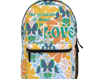 Christian Backpack, Retro, Backpack Girls, Flower Backpack, Women Backpack, Book Bag Christian, Saying, Scripture Backpack, Bible Verse Love