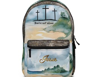 Christian Backpack Jesus Backpack Christian Gift for Christian Teen Religious Backpack Cross Faith Backpack Not Alone Faith Bible School