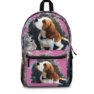 Brown Beagle Paw Pattern Print Backpack main image 0