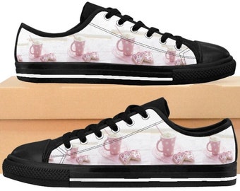 Pink Cookie Sneakers Womens Polka Dot Sneakers Girls Shoes Hearts Teen Girl Sneakers Pink Sneakers Bakers Sneakers
