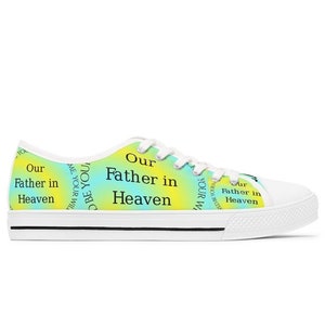 Christian Sneakers God in Heaven Shoes Womens SEE SIZE Note Faith Tennis Shoes Teen Girl Christian Gift Women of Faith Lord&#39;s Prayer