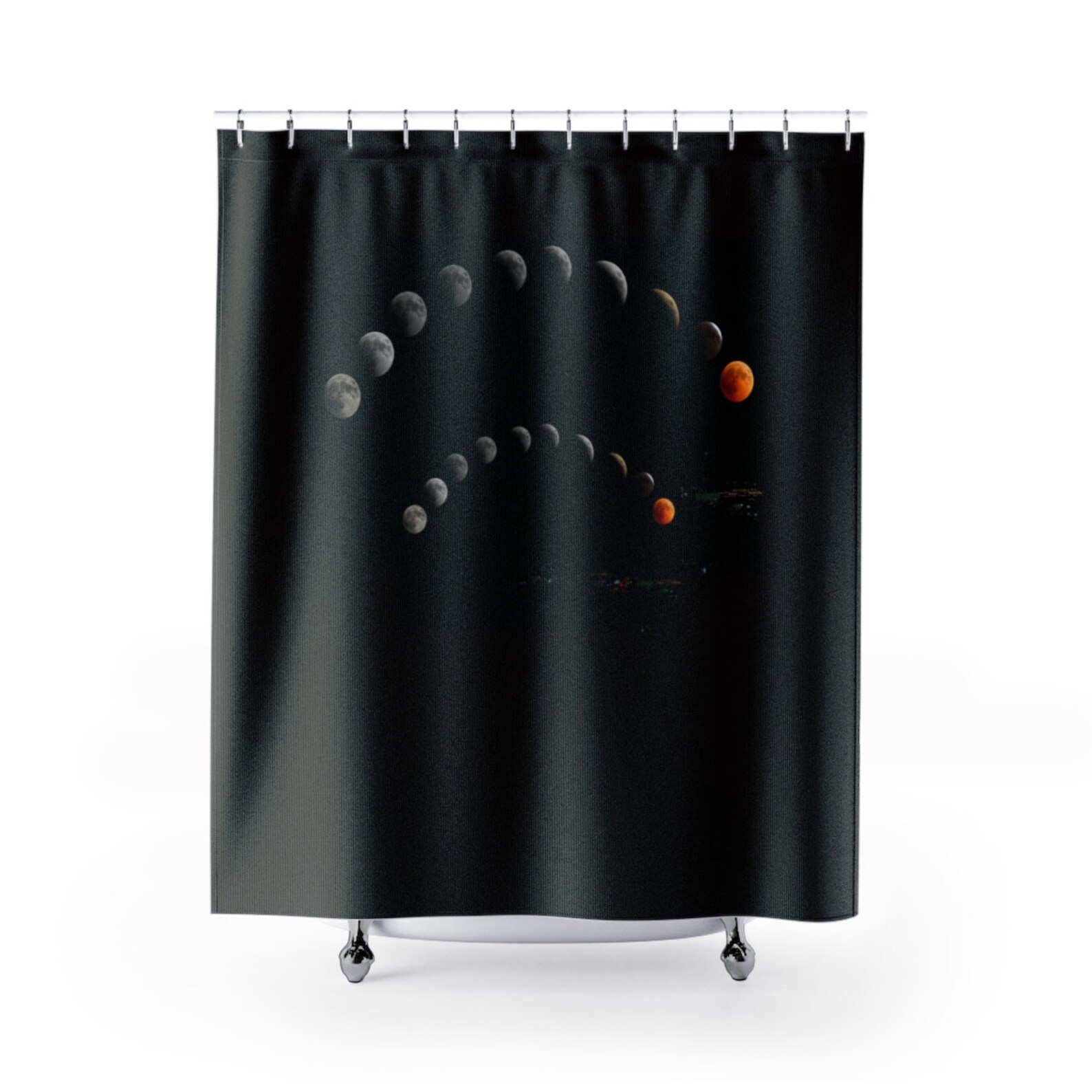 Moon Phases Shower Curtain Lunar Bath Decor Moon Bath Set Moon Bathroom