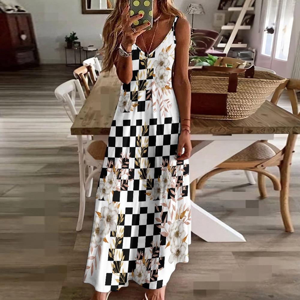 Black and White Checkered Dress - Etsy