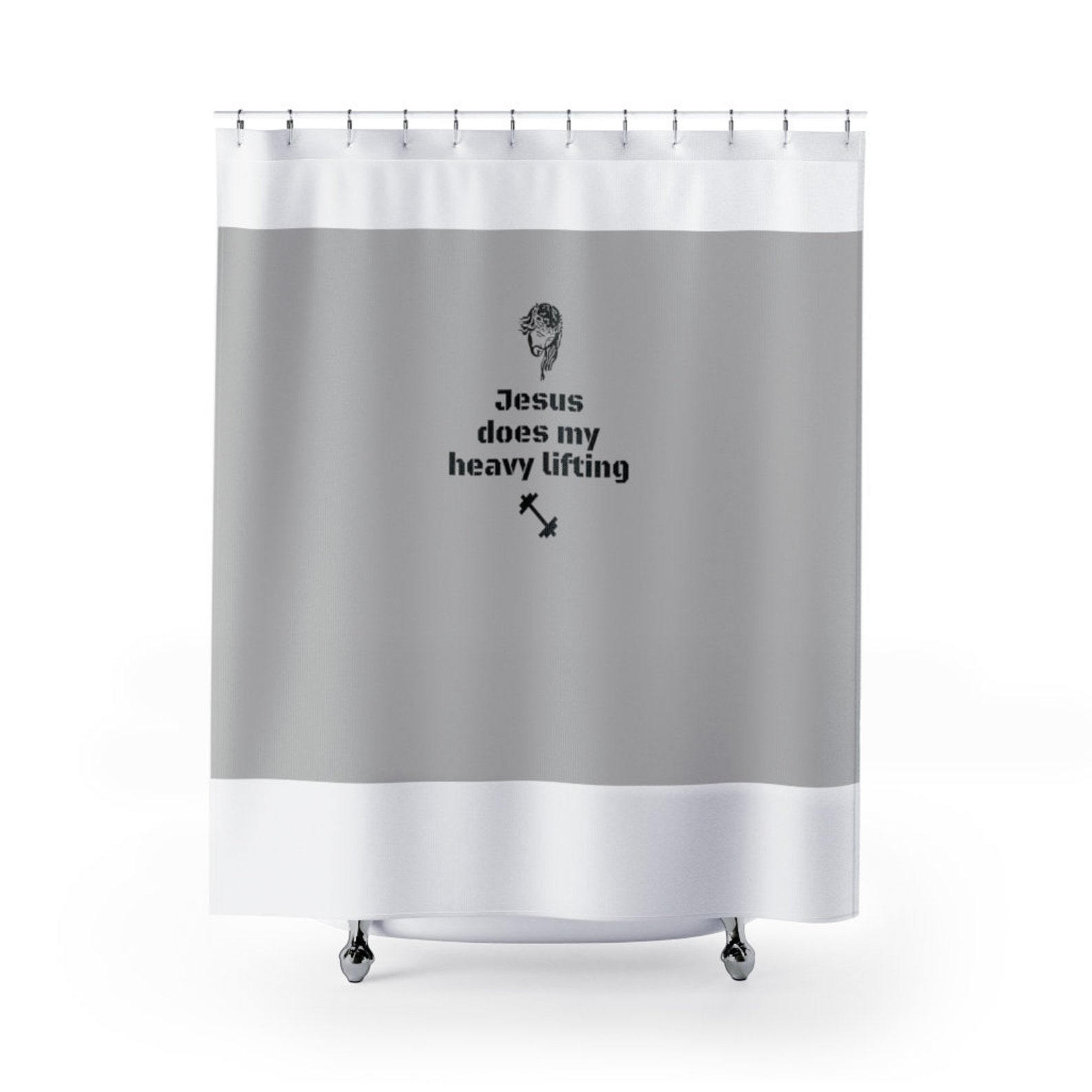 Jesus Shower Curtain Christian Shower Curtain Christian Bath Etsy