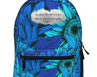 Scripture Backpack, Christian Backpack, 1 John 4, Bible Verse Backpack, Book Bag, Christian, Computer Bag, Spiritual Gift, Women, Girl, Men