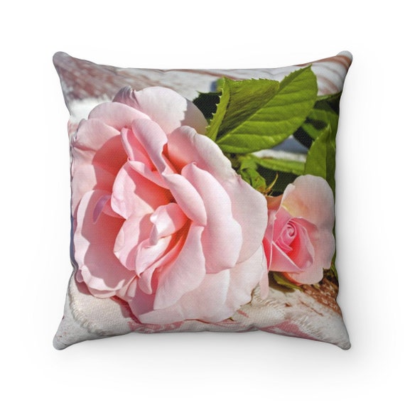 Pink Rose Pillow Pink Flower Pillow Rose Throw Pillow Flower Etsy