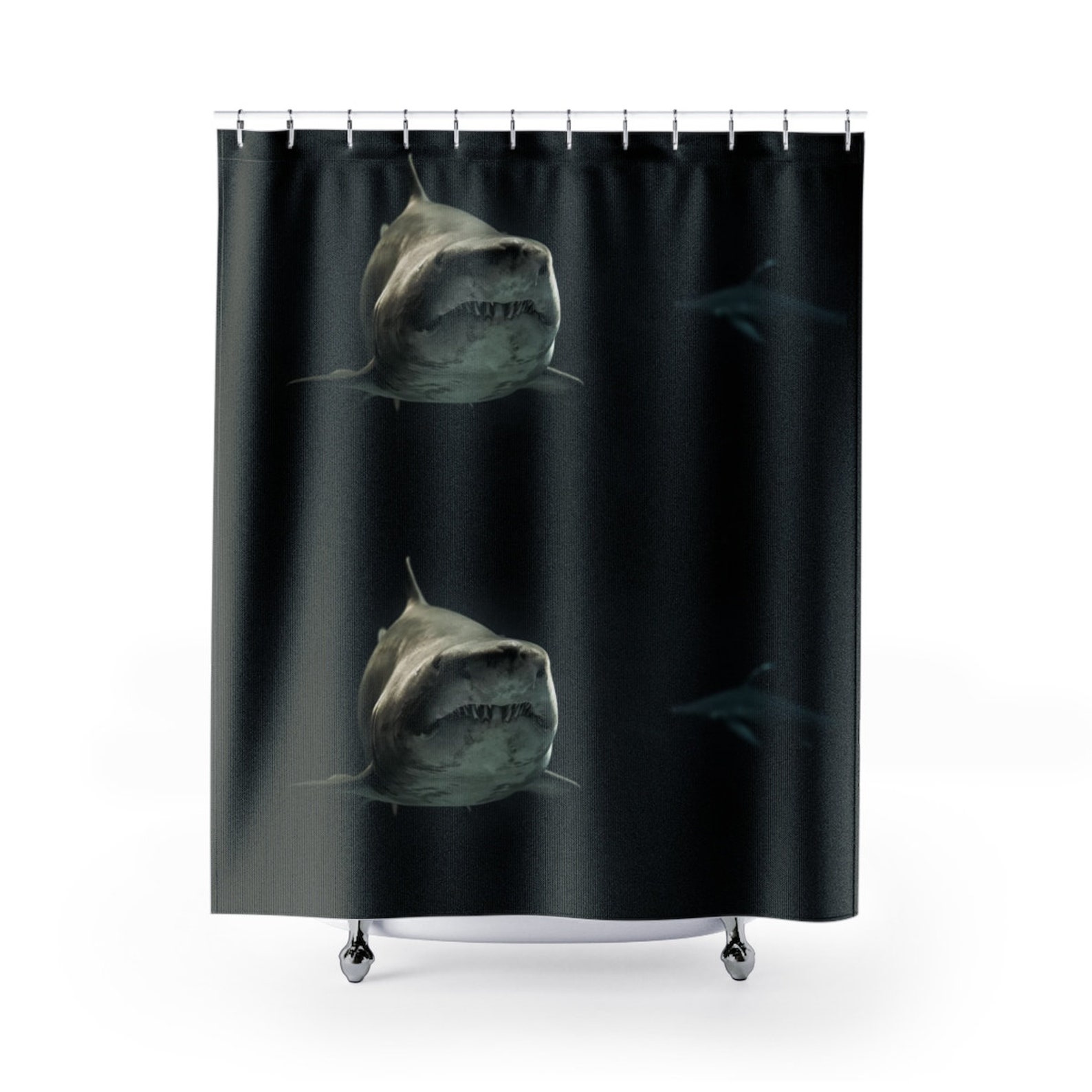 Shark Shower Curtain Shark Bath Decor Shark Bathroom Beach House Fish