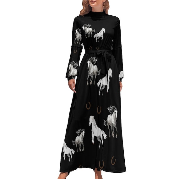 Horse Dress Long Equine Womens Horse Dress Black White Horse Dress