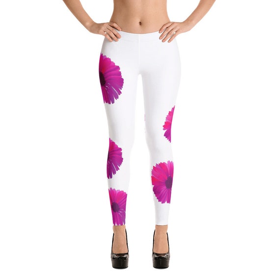 Big Flower Leggings Pink Flower Leggings Statement Leggings Teen