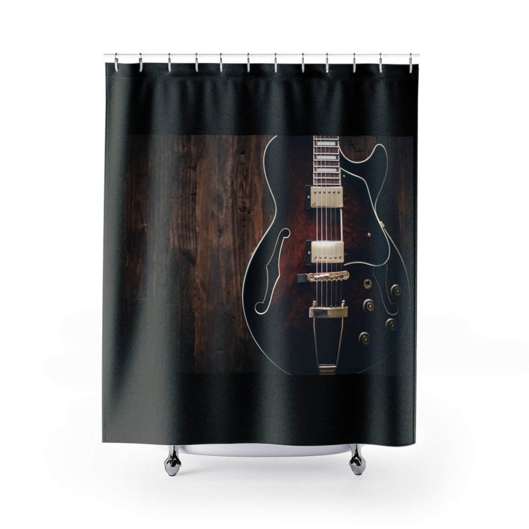 Guitar Shower Curtain Music Bath Decor Guitar Bathroom Set Etsy