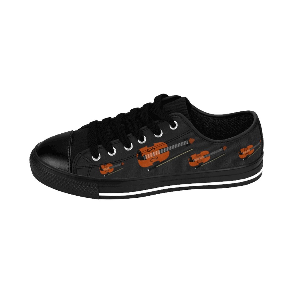 Pattern Print Violin Black Sneaker Shoes For Men Women