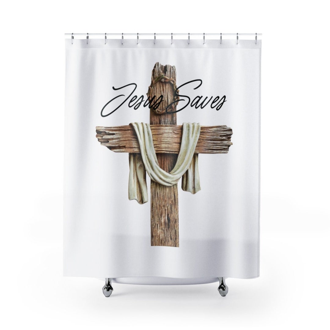 Jesus Shower Curtain Christian Shower Curtain Faith Bath Decor Bible