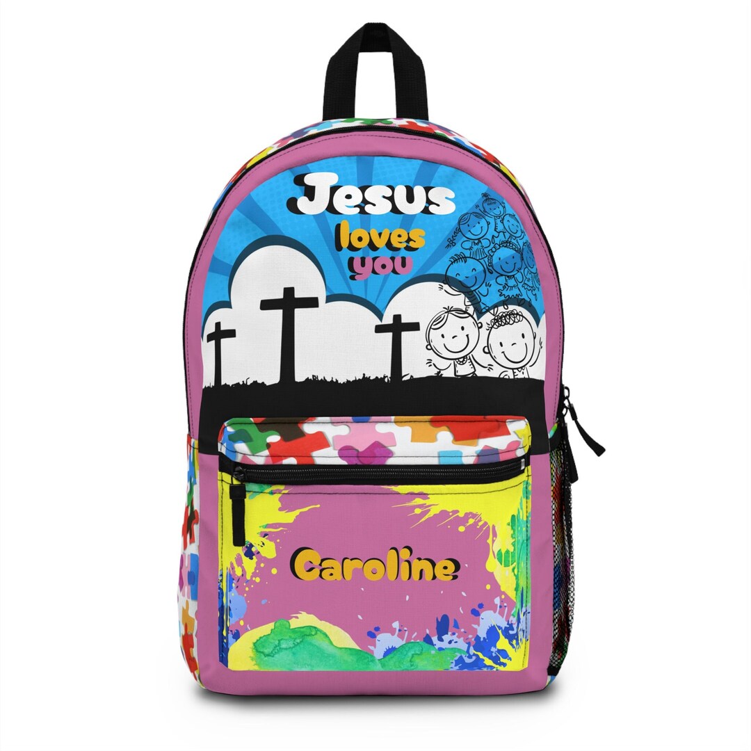 Personalized Girls Jesus Backpack Christian Name Bag Faith Kids