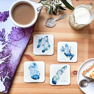 Scottish Islands Watercolour Map Art Table Coasters 4 Set | Inner Hebrides | Outer Hebrides | Scottish Gift | Scotland Lover Gift