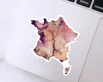 Watercolour Map of France Vinyl Sticker |  Phone Sticker Accessories | Laptop Decorate Decal | French Gift for Her | Travel Souvenir