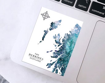 Scottish Hebrides Watercolour Map Vinyl Sticker |  Phone Stickers | Scotland Souvenir | Laptop Decorate | Scottish Gift | Scotland Lover