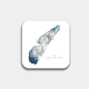 Isle of Jura Watercolour Map Coaster | Art Coasters | Table Mat | Home Decor | Scottish Islands | Map of Jura | Jura Whisky Gift