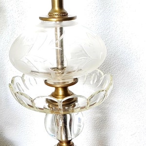 Etched glass table lamp Vintage lighting Bedroom Lamps image 1