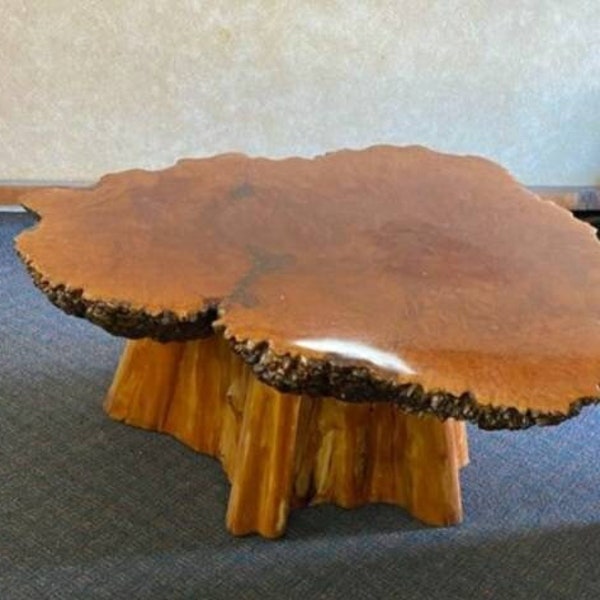 MAKE an OFFER!!  Cypress Tree Trunk Live Edge Coffee Table Natural Wood Home Decor MCM Vintage Furniture