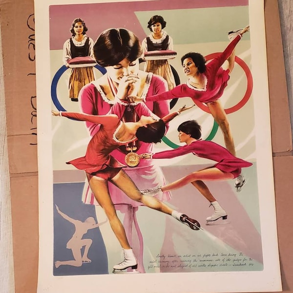 Dorothy Hamill 1976 Olympics Ice Skating RARE signed lithograph Winter Olympics artwork