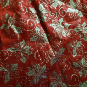 Red and Gold 48 inch Christmas Tree Skirt Satin Holiday Fabric BOHO Romantic Valentines home decor image 3