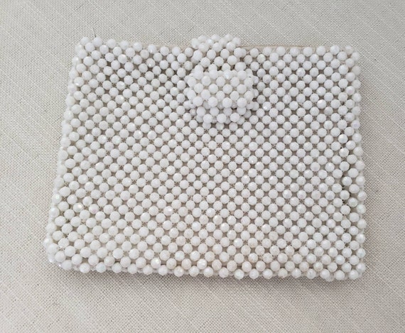 Vintage pearl beaded small evening bag clutch pur… - image 9