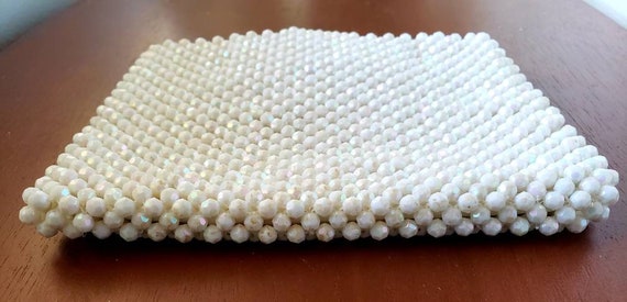 Vintage pearl beaded small evening bag clutch pur… - image 5