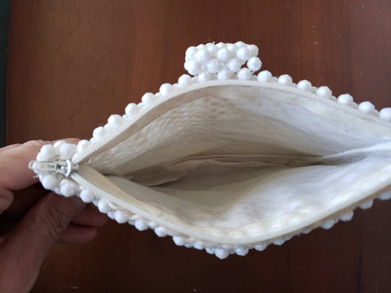 Vintage pearl beaded small evening bag clutch pur… - image 3