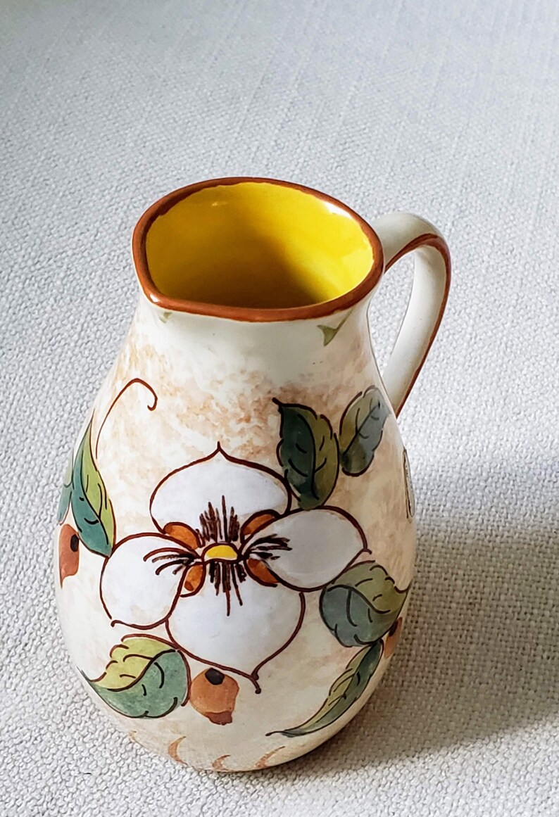 RARE vintage mini pitcher small vase signed Zenith Gouda pottery image 2