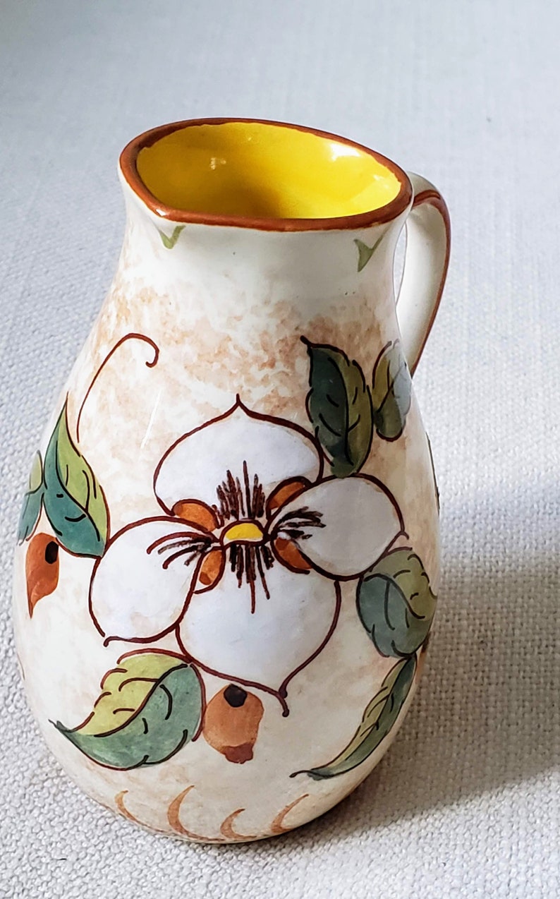 RARE vintage mini pitcher small vase signed Zenith Gouda pottery image 5