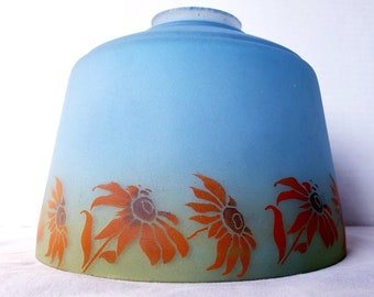 1930s Blue Glass painted Sunflower Light shade