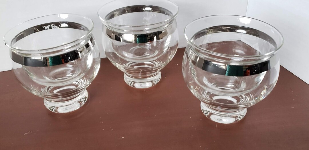 RARE Dorothy Thorpe Shrimp Cocktail Glasses Set of 3 Vintage Barware