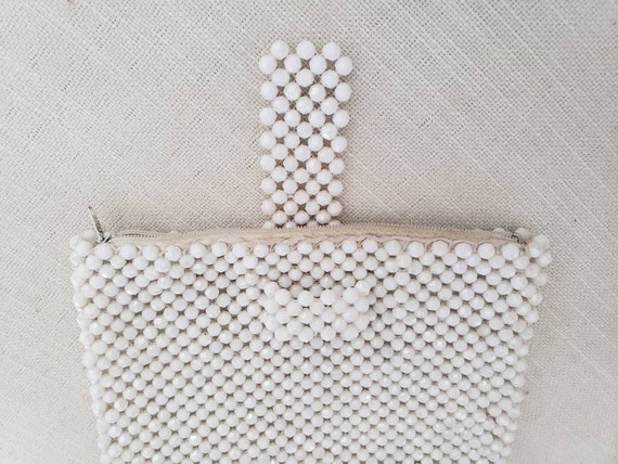 Vintage pearl beaded small evening bag clutch pur… - image 10