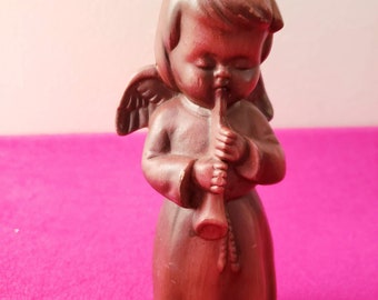 Antique ceramic Bisque Angel playing Clarinet figurine Vintage Christmas decorations Choir Figurines
