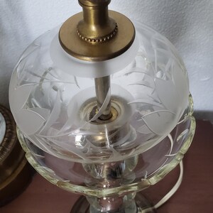 Etched glass table lamp Vintage lighting Bedroom Lamps image 8