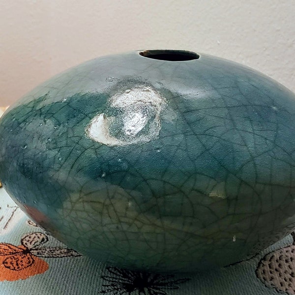 Collectible Modernist Ceramics artist Mark Hines RARE COLLECTIBLE Raku jar Signed and numbered