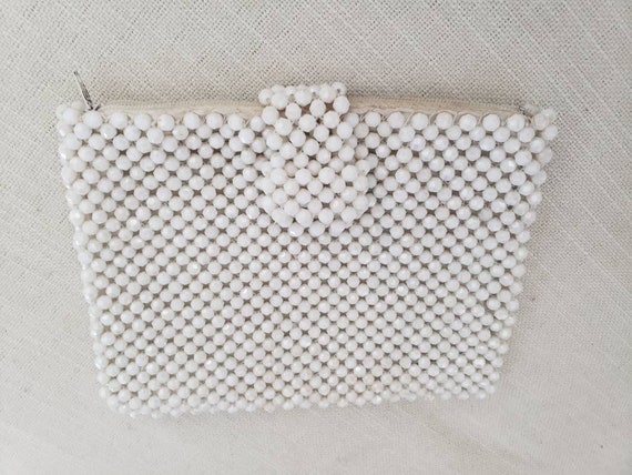 Vintage pearl beaded small evening bag clutch pur… - image 1