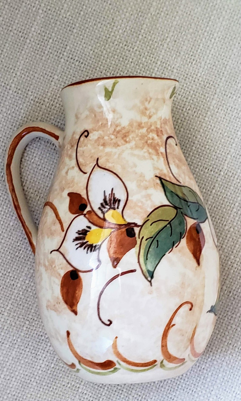 RARE vintage mini pitcher small vase signed Zenith Gouda pottery image 3