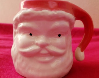 1970s Vintage ceramic SANTA mug Christmas Coffee Cup Holiday kitchenware