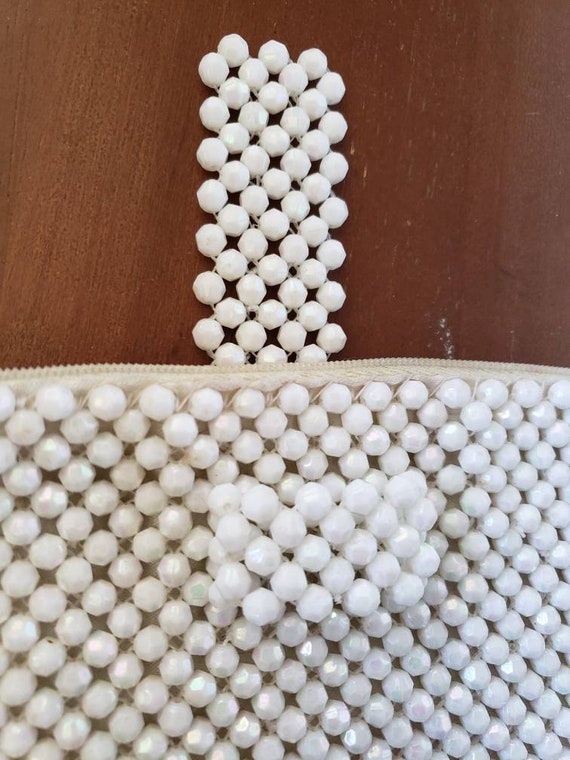 Vintage pearl beaded small evening bag clutch pur… - image 2